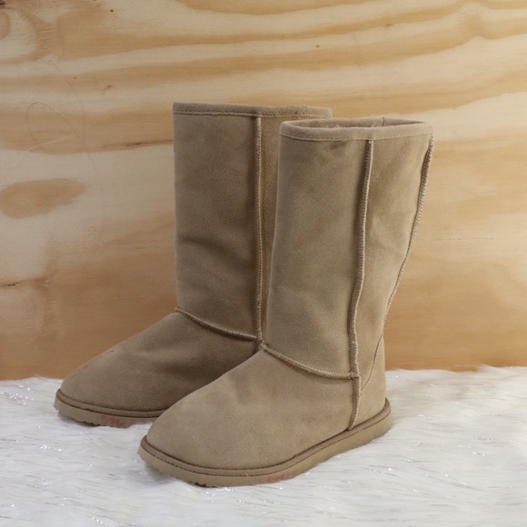 Old Navy Tan Winter Boots Suede Leather Size 5 - Picture 4 of 4